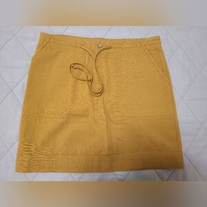 Anthropologie Mustard Yellow Drawstring Mini Skirt